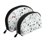 Pastel Marbre Terrazzo, Trousse de Maquillage Coquille Femme Petit Porte-Monnaie Trousse de Toilette Trousse à cosmétiques 2 pièces