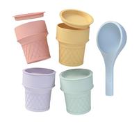 Pastel Marchand De Glace Enfant | Kit De Jeu D'imitation Glacier | Jouet d'imitation glace | 4 cônes, 4 couvercles et 1 pelle | Convient aux enfants âgés de 2 ans +