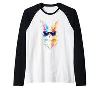 Pastel Paint Art Rabbit Sunglasses Easter Bunny Rabbits Manche Raglan