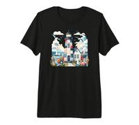 Pastel Patchwork Phare Bord de Mer Cottage Scène T-Shirt Haut de Gamme
