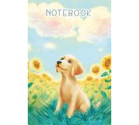 Pastel puppy dog in Sunflower field Watercolor Notebook: Pastel Watercolor Notebook, 120 pages lined, 6"x9"
