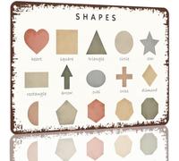 Pastel Shape Recognition Poster Vintage Metal Sign Circle Square Triangle Study Area Decoration 8 X 12 inch
