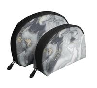 Pastel Splash Abstrait en marbre Gris, Trousse de Maquillage Coquille Femme Petit Porte-Monnaie Trousse de Toilette Trousse à cosmétiques 2 pièces