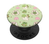 Pastel Spooky Ghosts and Clovers St Patricks Sage Green PopSockets PopGrip Adhésif