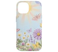 Pastel Sun Meadow Luna Moth and Butterfly Coque pour iPhone 14