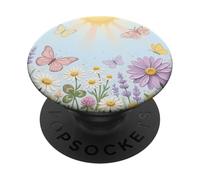 Pastel Sun Meadow Luna Moth and Butterfly PopSockets PopGrip Adhésif