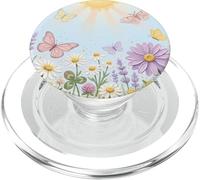 Pastel Sun Meadow Luna Moth and Butterfly PopSockets PopGrip pour MagSafe