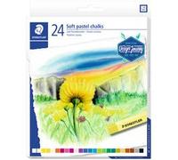 Staedtler Pastels tendres de qualité professionnelle, Couleurs lumineuses et facilement miscibles, Étui carton avec 24 couleurs assorties, 2430 C24