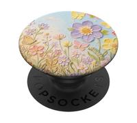Pastel Wildflower Garden Butterflies and Moths PopSockets PopGrip Adhésif