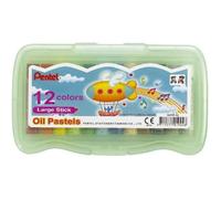 Pastels à l'huile - PENTEL - Boîte de 12 - Diamètre 10 mm - Couleurs assorties - Enfant