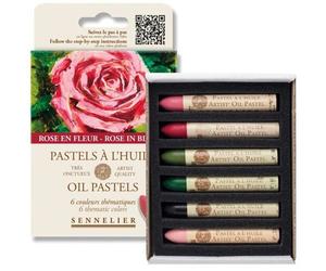 Pastels À L'huile - Sennelier - Très Onctueux - 6 Couleurs - Rose En Fleur
