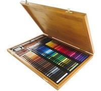Pastels carrés coffret en bambou 84 pièces