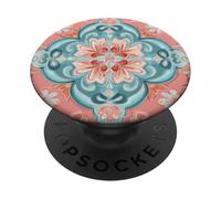 Pastels Modernes Majolique Arabesque Corail écume de mer Bleu PopSockets PopGrip Adhésif