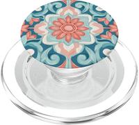 Pastels Modernes Majolique Corail écume de mer Bleu Arabesque PopSockets PopGrip pour MagSafe