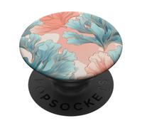 Pastels Modernes Majolique Corail écume de mer Bleu PopSockets PopGrip Adhésif