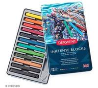 Pastels secs Derwent Inktense Bâtonnets - Boîte métal de 12 pastels