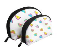 Pastèque colorée drôle, Trousse de Maquillage Coquille Femme Petit Porte-Monnaie Trousse de Toilette Trousse à cosmétiques 2 pièces