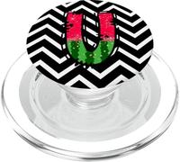 Pastèque Lettre U Initiale Nom Monogramme Chevron d'été PopSockets PopGrip pour MagSafe