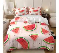 Pastèque Peinte Housse de Couette 160x200 Parures de Lit 1 Personne Imprimé 3D Microfibre Douce Fruits Housses Couette avec 2 Taies d'oreiller et Fermeture Éclair k.767