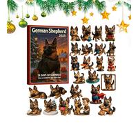 Pasteur Allemand Compte À Rebours Avent Noël 2025 | Décoration De Noël Acrylique 2D Pour Chiens, Calendrier De L'Avent De 24 Jours Avec Décoration Animaux | Pour La Maison Salon Adultes
