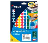 Pastille adhésive Ø 15 mm couleurs assorties - pochette de 672 gommettes