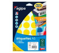 Pastille adhésive 30 mm Agipa 10135 jaune - pochette de 240