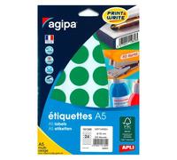 Pastille adhésive 30 mm Agipa 10135 verte - pochette de 240