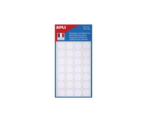 Pastille adhésive apli agipa diamètre 15mm permanente coloris blanc pochette 196 unités