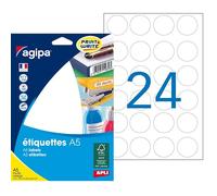 Pastille adhésive apli agipa diamètre 30mm permanente coloris blanc étui a5 384 unités