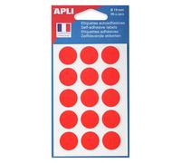 Pastilles adhésives Ø 19 mm Agipa 11196 rouges - Pochette de 90