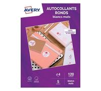 Pastilles adhésives Ø 4 cm Avery C9422M-5 blanc mat - Boîte de 120