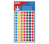 APLI Pastilles adhésives Ø 8 mm - 100624 - Pochette de 385 - Assorties