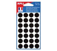 Pastilles adhésives Ø 15 mm Agipa 11184 noires - Pochette de 168