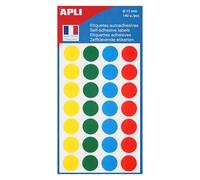 Pastilles adhésives Ø 15 mm couleurs assorties - Pochette de 140 gommetttes