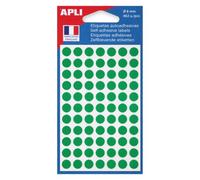 APLI Pastilles adhésives 111831 – Ø 8 mm – Pochette 462 – Vert
