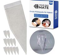 Pastilles adhésives de rechange, 12 pièces, transparentes, compatibles avec les crochets adhésifs tesa Powerstrips, 47 x 15 mm, bandes adhésives pour petits crochets de fenêtre TE-001115