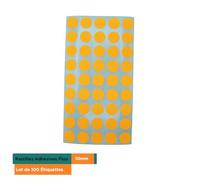 Pastilles Adhésives Fluo 10mm - Lot de 100 Étiquettes par paquet - Organisation Bureau, Archives, Maison, Loisirs (Orange)