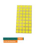 Pastilles Adhésives Fluo 10mm - Lot de 100 Étiquettes par paquet - Organisation Bureau, Archives, Maison, Loisirs (Jaune)