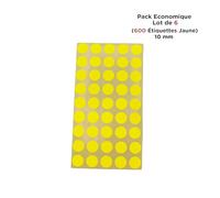 Pastilles Adhésives Fluo 10mm - Pack Business de 6 (600 étiquettes) - Organisation Bureau, Archives, Maison, Loisirs (Jaune)