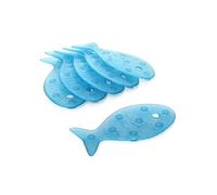 TATAY Lot de 6 Autocollant pour Bagnoire Antiderapant de PVC avec Ventouses, Résistantes aux Moisissures et aux microbes, Antibactériennes, Motif Poisson, Bleu. Dimensions : 7,5 x 14 cm