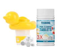 Pastilles de chlore multifonctions 100 g avec distributeur flottant, nettoyage effervescent 4 en 1 pour piscine, jacuzzi, spa et baignoire, kit complet de nettoyage de piscine