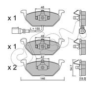 PASTILLES De Frein A2 A3 GOLF IV V 822-211-2 CIFAM