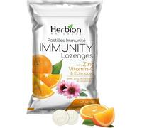 Pastilles Herbion Naturals Pour L'immunité Avec Zinc, Vitamine C Et Échinacée, Source D'antioxydants, Aident À Maintenir Et À Soutenir Le Système Immunitaire, 25 Pastilles, Saveur Orange.