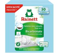 Pastilles Lave-Vaisselle Tout-en-Un au Bicarbonate-Résultat Brillant Sans Traces-Etui Carton Recyclé & Recyclable - 50 Tablettes