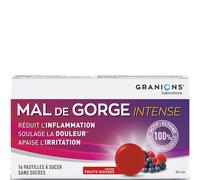 Granions Mal de Gorge Intense Dispositif Médical Fruits Rouges 16 Pastilles