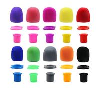 Pastlla Lot de 10 manchons de protection en silicone anti-roulis pour microphone KTV, discours, entretiens, studio d'enregistrement, couleurs assorties mélangées