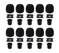 Pastlla Lot de 10 manchons de protection en silicone pour microphone à main anti-roulis et anti-secousses pour karaoké, discours, entretiens, studio d'enregistrement, noir