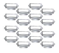 Pastlla Lot de 16 poignées de tiroir antiques pour catalogue, cartes, bureau, bibliothèque, porte-étiquettes, porte-étiquettes (8,9 x 4,2 cm, argent)