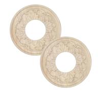 Pastlla Lot de 2 médaillons de ventilateur de plafond en bois moulé sculpté - Anneau lumineux rond - Décoration d'intérieur pour luminaires, ventilateurs de plafond, lustres, 20,3 cm de diamètre