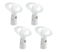 Pastlla Lot de 4 supports de microphone en caoutchouc flexible sans fil à angle réglable avec adaptateur à vis mâle de 1,6 cm vers femelle 6,35 mm (blanc, pince en forme d'œuf)